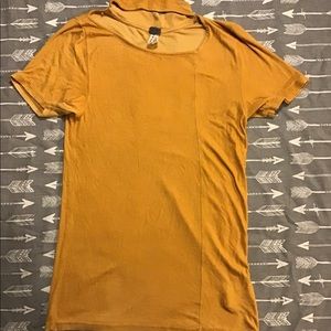 Free People Mock turtle neck mustard yellow top